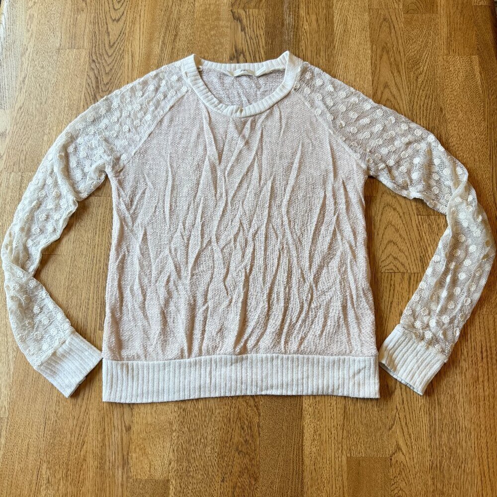 Gibson Cream Mesh Sleeved Sweater Size Small